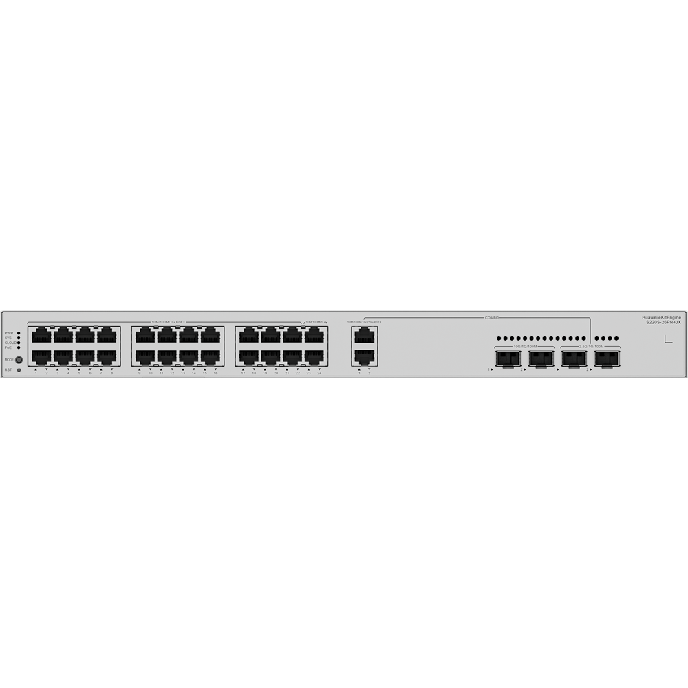 HUAWEI 24port PoE 400w 2-SFP 2.5GE/2-SFP 10GE Gigabit Yönetilebilir Switch eKIT S220S-26PN4JX
