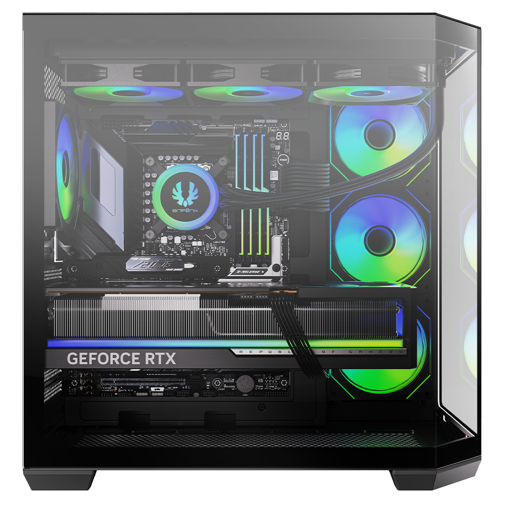 BITFENIX 850W 80+ BRONZE Ayna efektli MIRROR T10 Siyah Gaming Mid-Tower PC Kasası