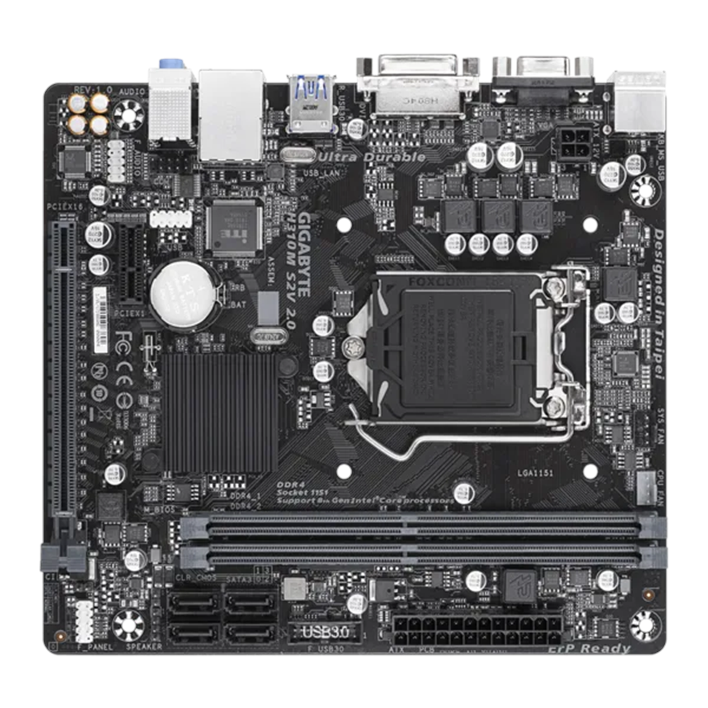 GIGABYTE H310M-S2V 2.0 DDR4 SATA3 DVI PCIe 16X v3.0 1151p v2 mATX 