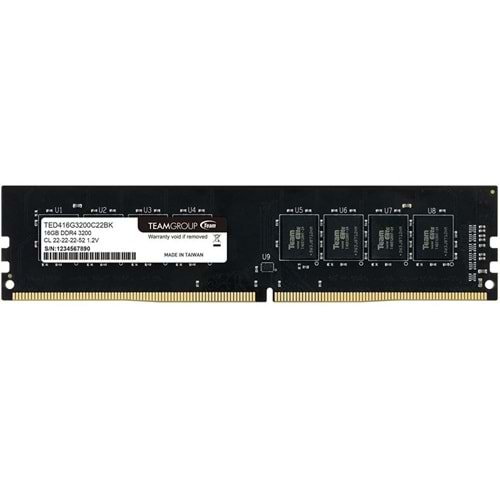 TEAM 16GB DDR4 3200MHz CL22 PC RAM VALUE TED416G3200C22BK
