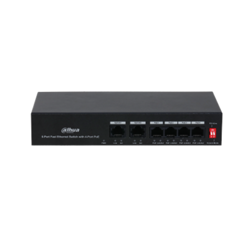 DAHUA 6port 36w 4port PoE PFS3006-4ET-36 10/100 2X-UPLINK Yönetilemez Switch 