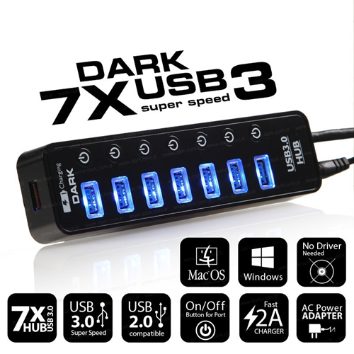 DARK DK-AC-USB371 7port USB 3.0 USB Çoklayıcı Hub Anahtarlı
