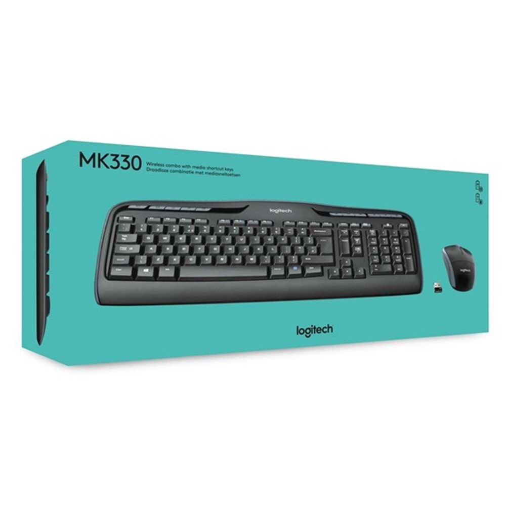 LOGITECH MK330 Kablosuz Q Trk Siyah Multimedya Klavye - Mouse Set 920-003988