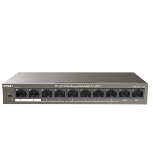 TENDA 8port PoE 63w 10/100 Yönetilemez Switch TEF1110P-8-63W