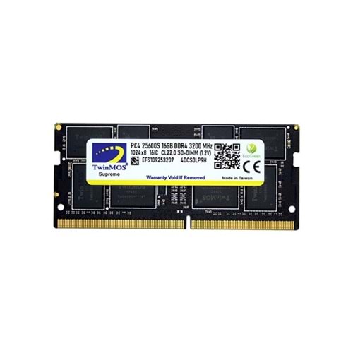 TWINMOS 16GB DDR4 3200MHZ NOTEBOOK RAM VALUE MDD416GB3200N