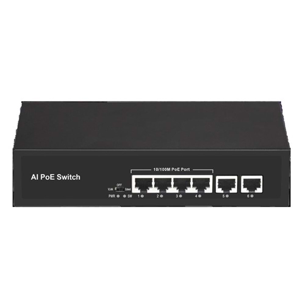 ODS 4port PoE 60w 2-Uplink 10/100 Yönetilemez Switch 08ODS-4P2U