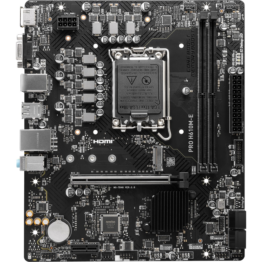 MSI PRO H610M-E DDR5 M2 PCIe NVME HDMI PCIe 16X v4.0 1700p mATX