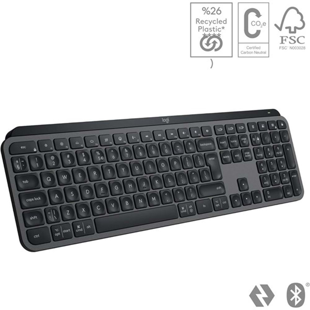LOGITECH MX Keys Kablosuz Q Trk Aydınlatmalı Siyah Standart Klavye 920-011594