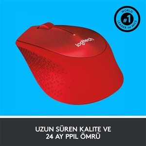 LOGITECH M330 Kablosuz Kırmızı Mouse Sessiz 910-004911