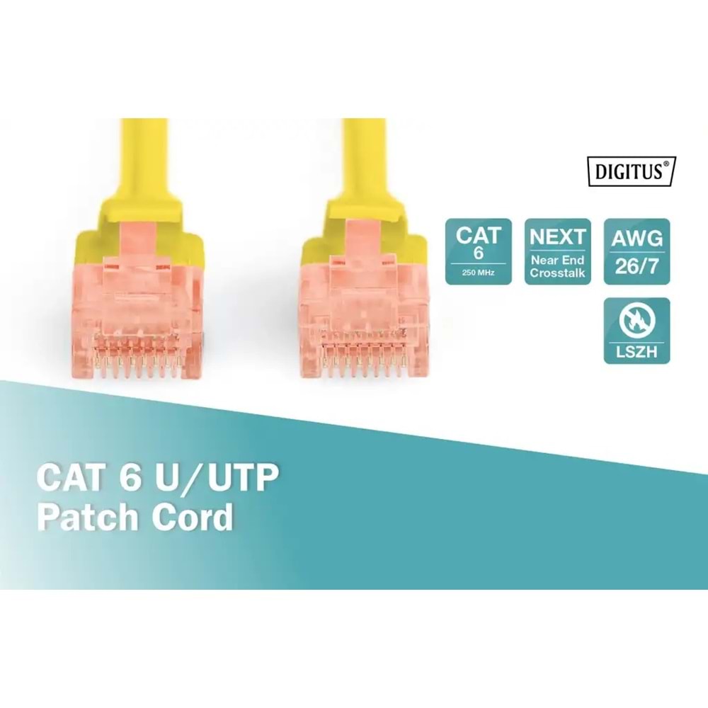 DIGITUS 1metre CAT6 Utp DK-1617-010/Y Sarı Patch Kablo (10'lu Paket)