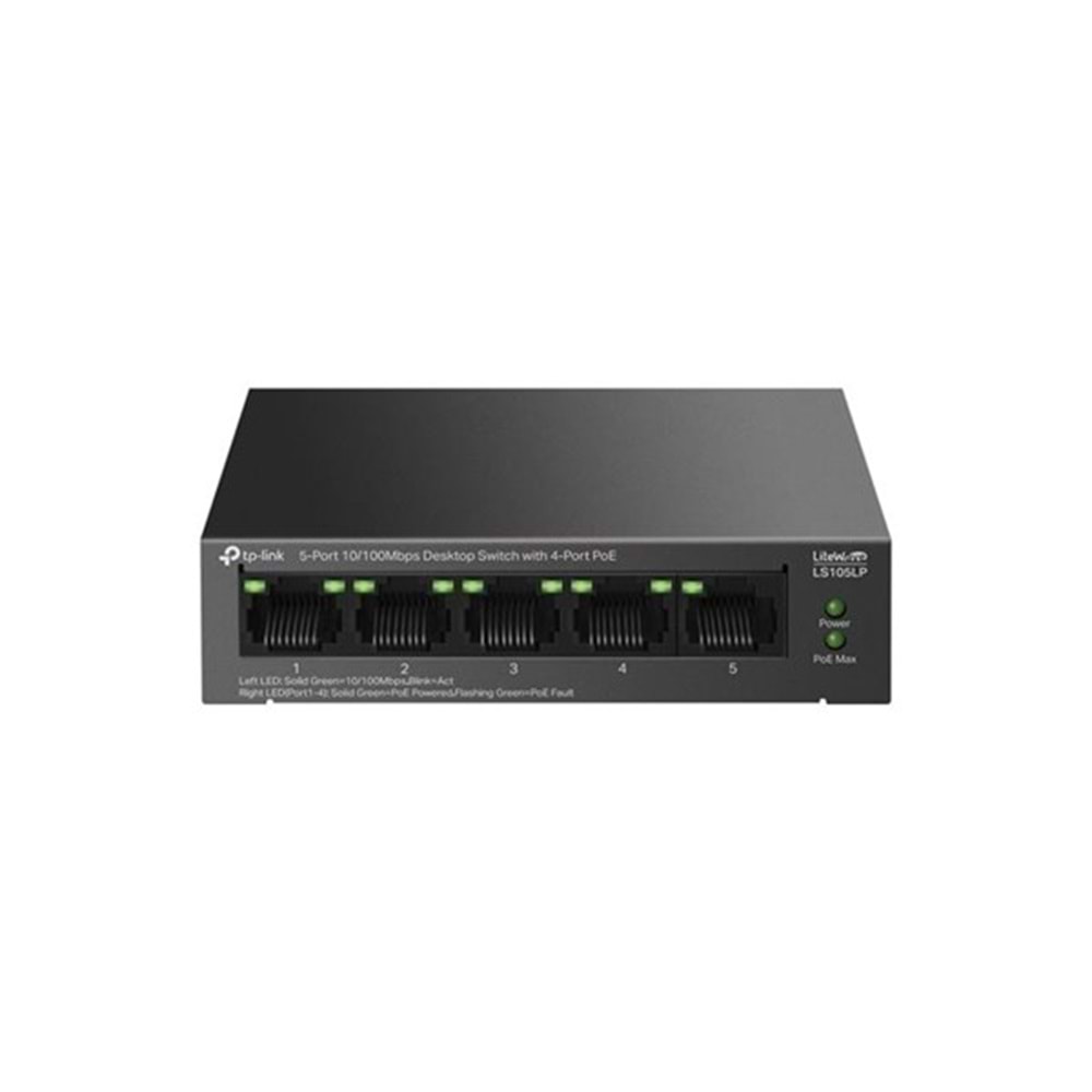 TP-LINK 5port 41w 4port PoE 10/100 Yönetilemez Switch LS105LP