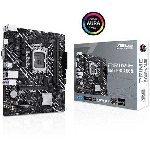 ASUS PRIME H610M-K ARGB DDR4 HDMI PCIe 16X v3.0 1700p mATX