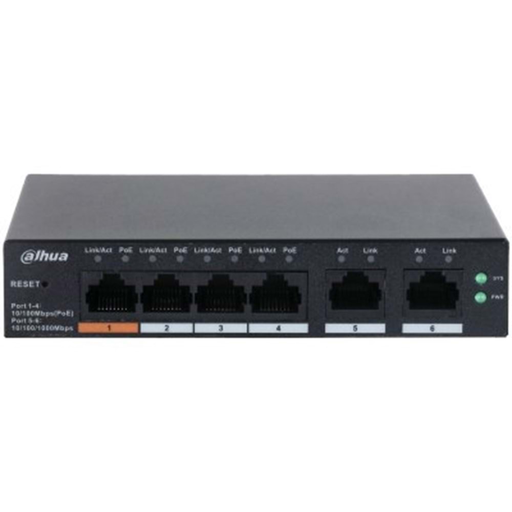 DAHUA 4port PoE 65w 2-Uplink 10/100 Cloud Yönetilebilir Switch CS4006-4ET-60