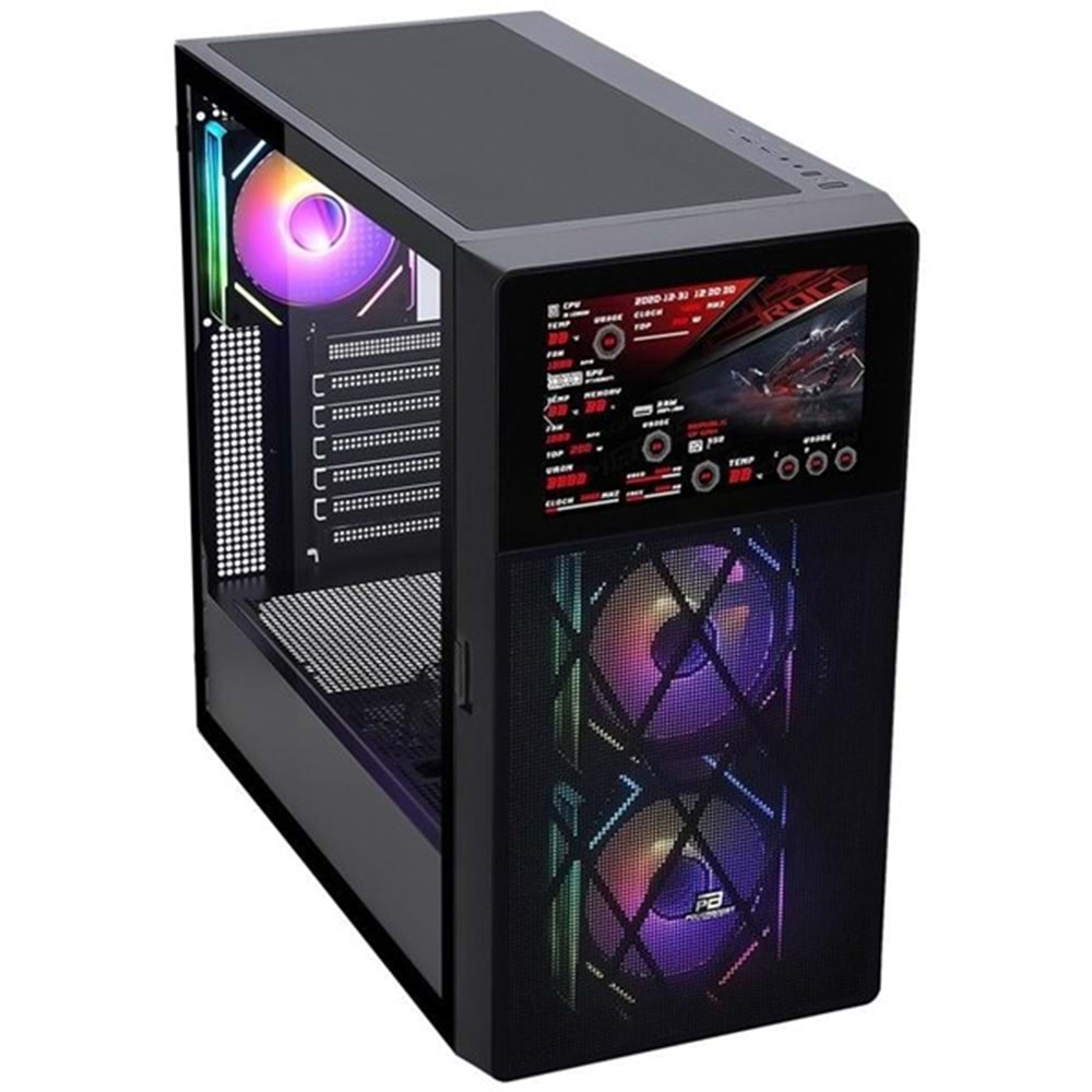 POWERBOOST PB-P4367BB LCD Mesh Panel Gaming Mid-Tower PC Kasası