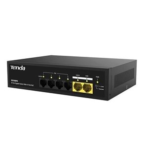 TENDA 6port-4port PoE 55w 2-Uplink Gigabit Yönetilemez Switch SG106PC
