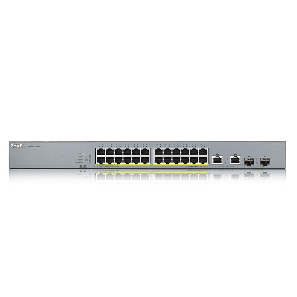 ZyXEL 24port PoE 375w 2-SFP Gigabit Yönetilebilir Switch GS1350-26HP