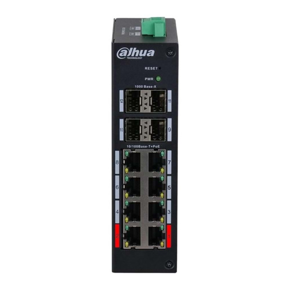 DAHUA 8port PoE 120w 4-SFP 10/100 Yönetilebilir Endüstriyel Switch HS4412-8ET-120