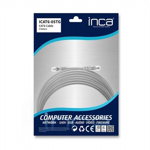 INCA 5metre CAT6 Utp ICAT6-05TG Gri Patch Kablo