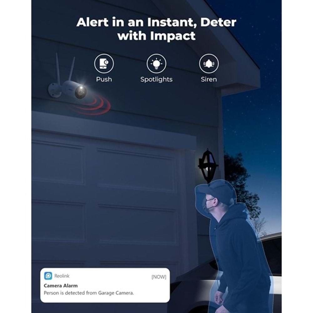 REOLINK 8MP Bullet 2.8mm Wıfı Kablosuz IP Kamera IP67 RLC-810WA