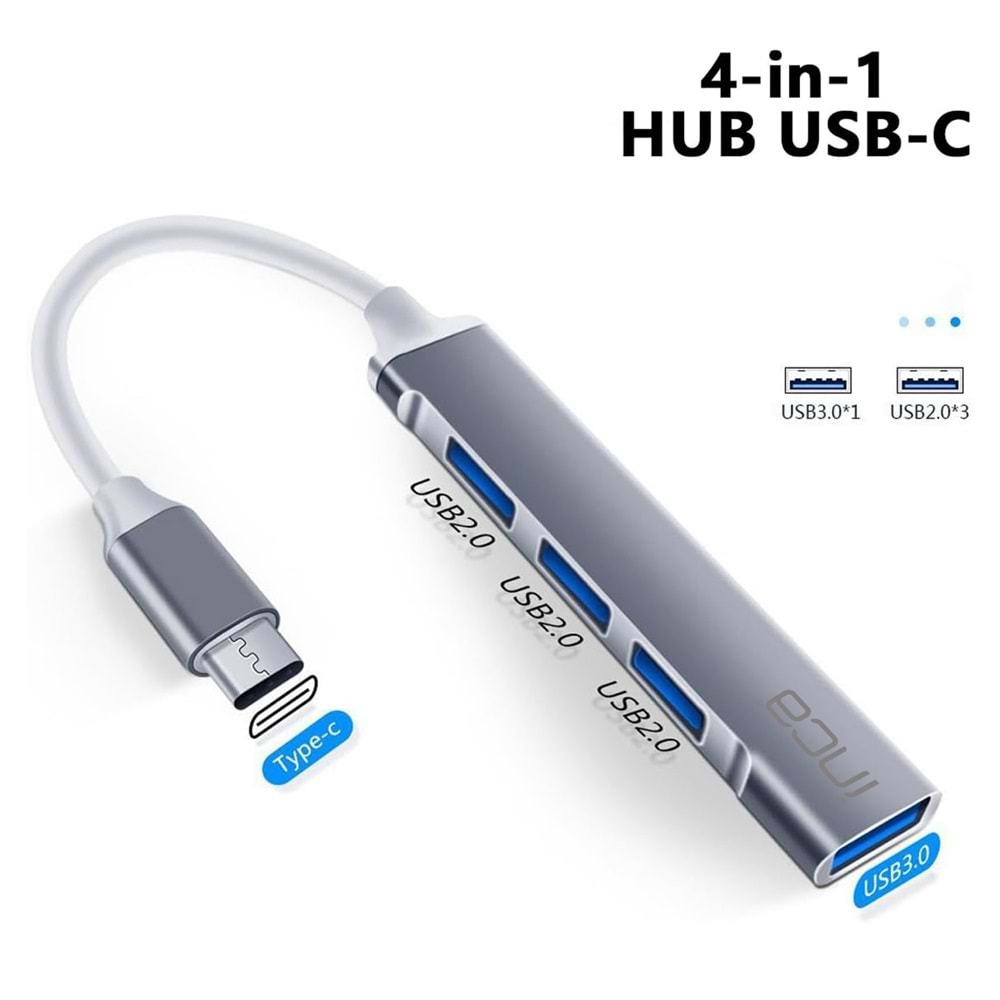 INCA TY-C HUBX4 IUSB-04T 4port Type-C & USB 3.0 USB Çoklayıcı Hub