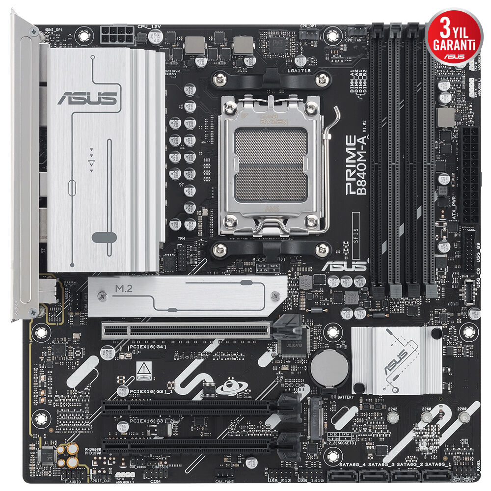 ASUS PRIME B840M-A-CSM DDR5 HDMI-DP TYPEC PCIE 4.0 AM5 mATX Kurumsal Anakart