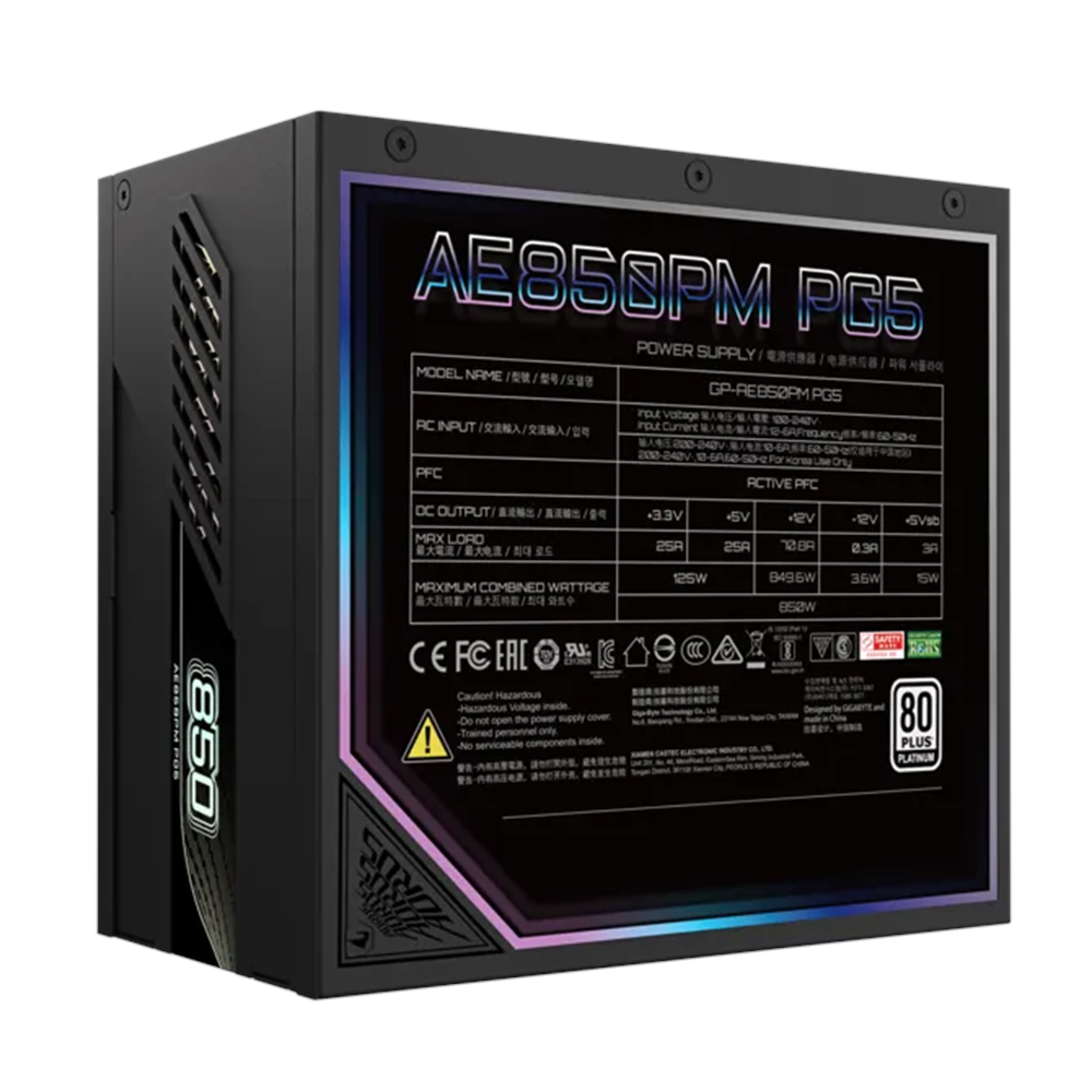 GIGABYTE 850W 80+PLATINIUM AORUS ELITE P850 GP-AE850PM PG5 Tam Modüler Power Supply