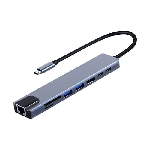 FRISBY FA-7682C 8 in 1 Type-C to HDMI 4K RJ45 SD TF USB 3.0 PD 100W Çoklayıcı Hub